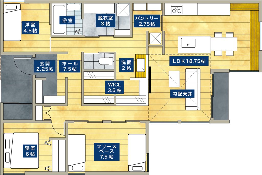 約32坪の平屋間取り図