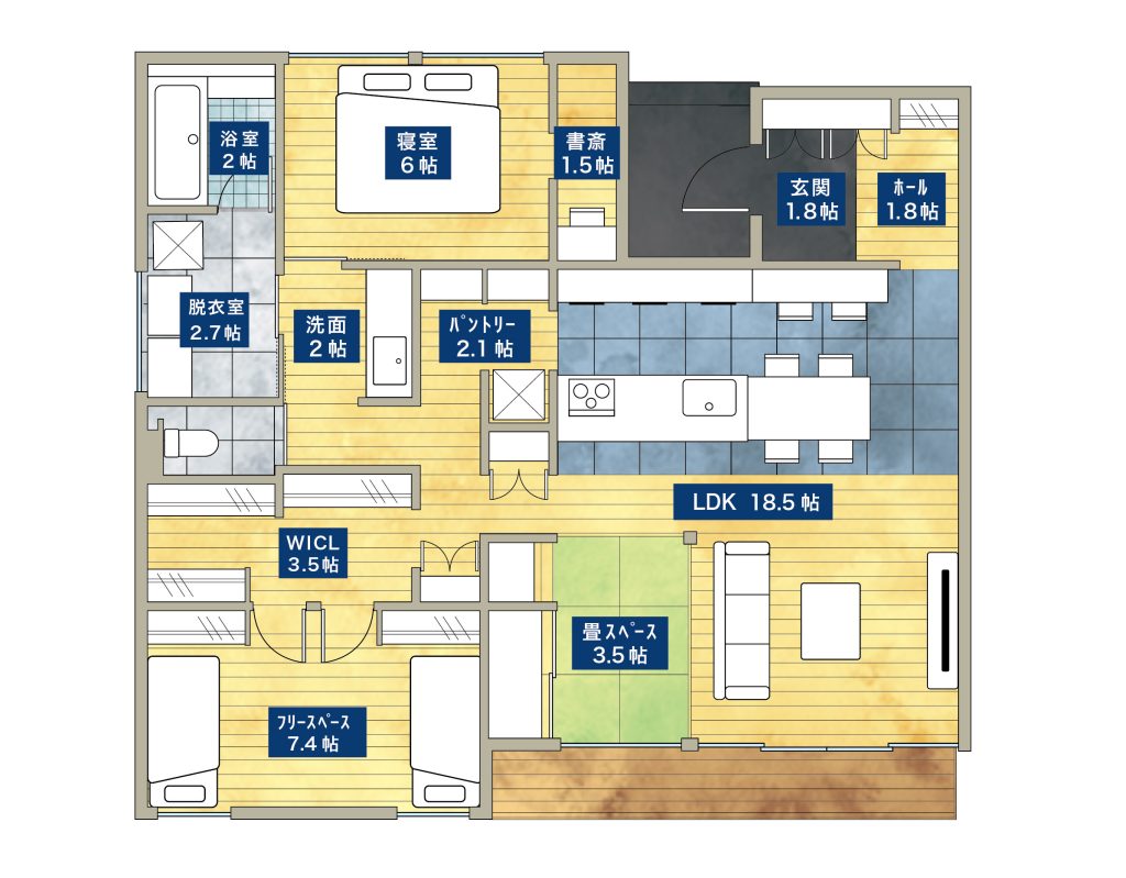 約30坪の平屋間取り図